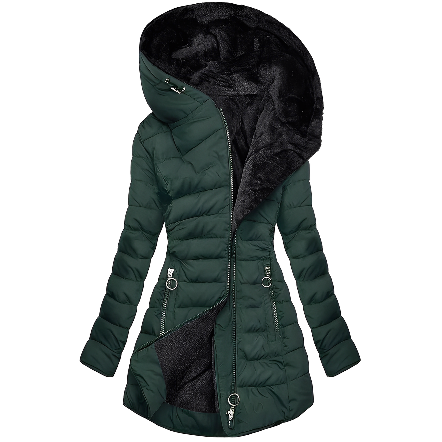 Stylische Damenwinterjacke mit Kapuze