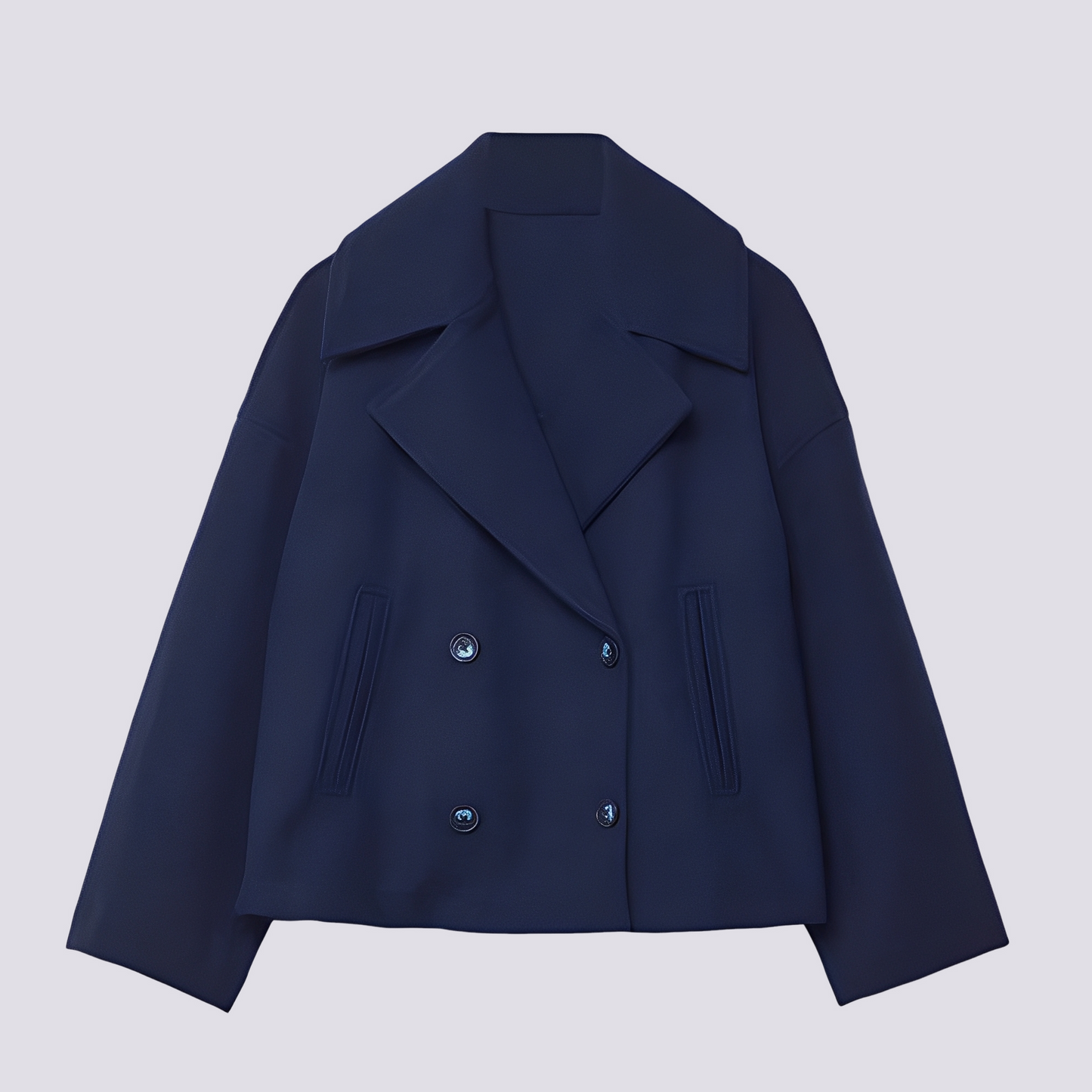 Stylische Damen Wolljacke Kurz Revers