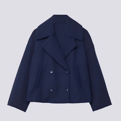 Stylische Damen Wolljacke Kurz Revers