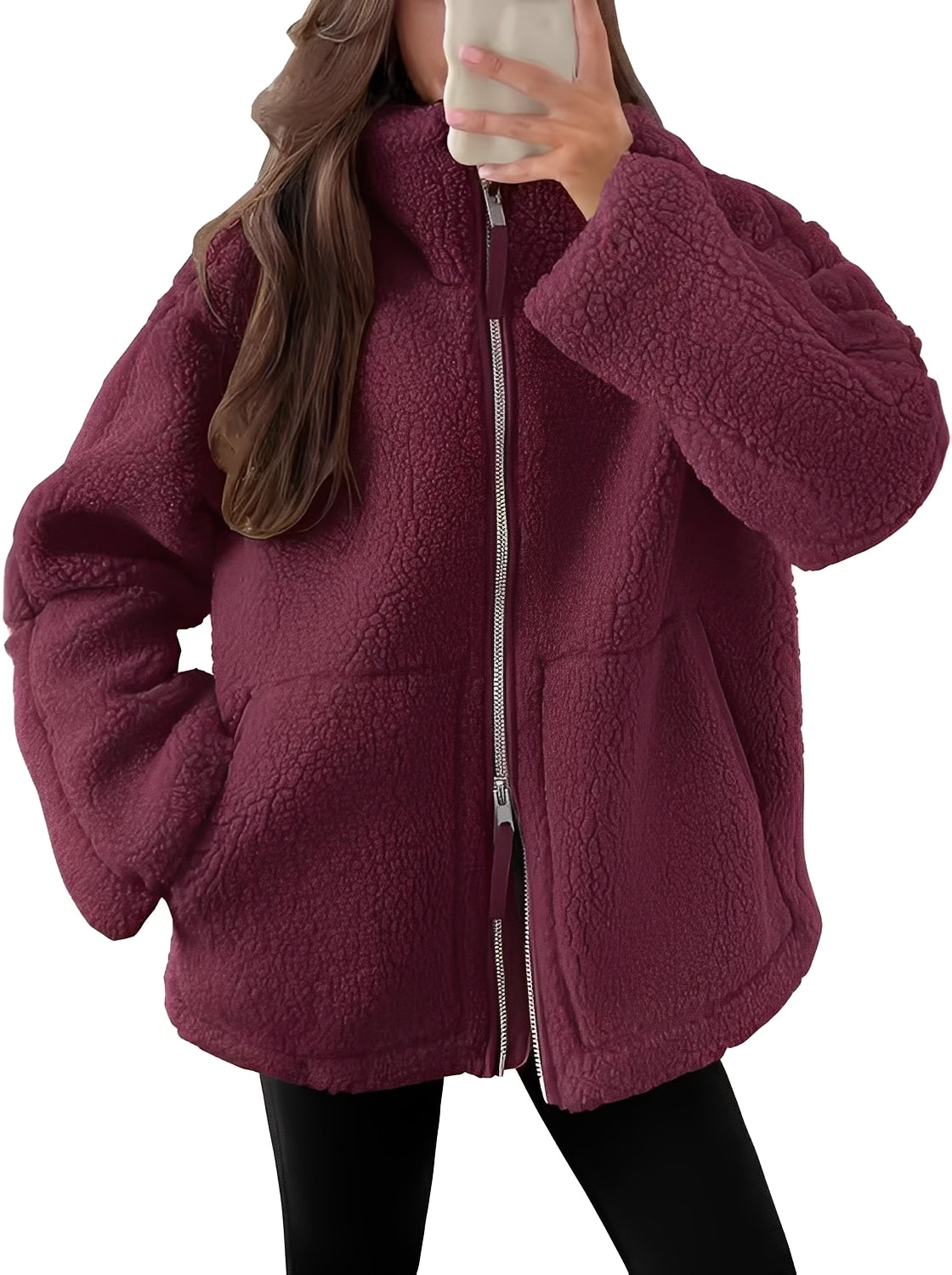 Stilvolle Damen Wolljacke Reißverschluss