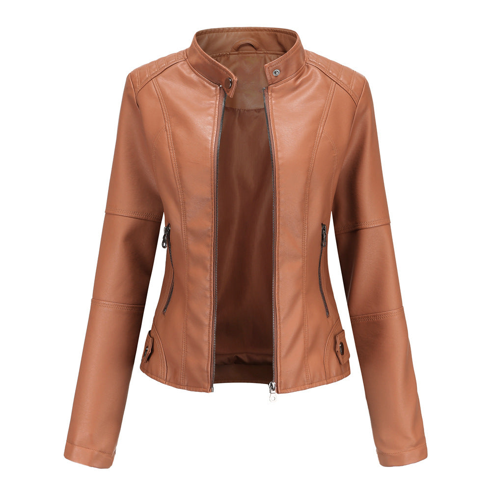 Stylischer Damen Leder-Mantel Slim Fit