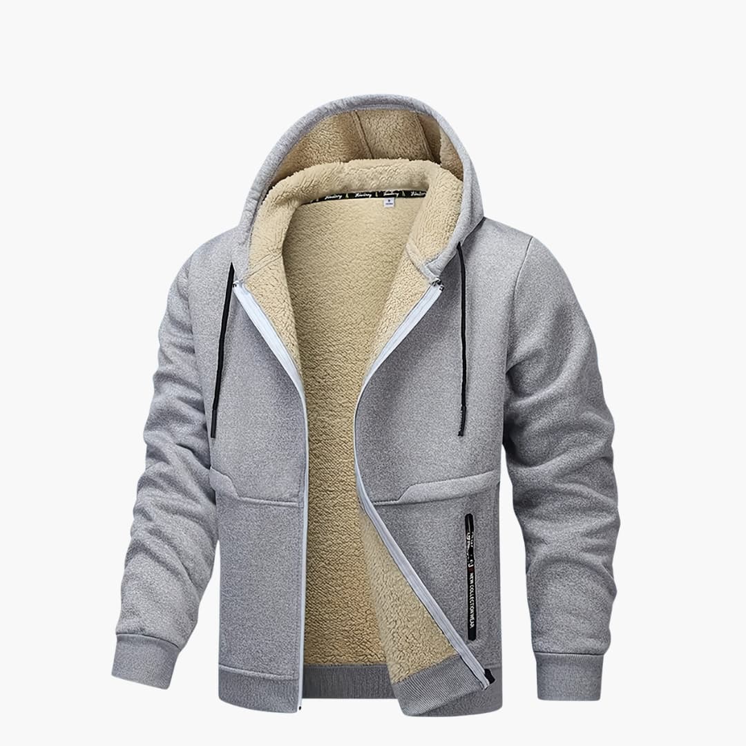 Gemütliche Herrenjacke Fleecegefüttert Kapuze Warm