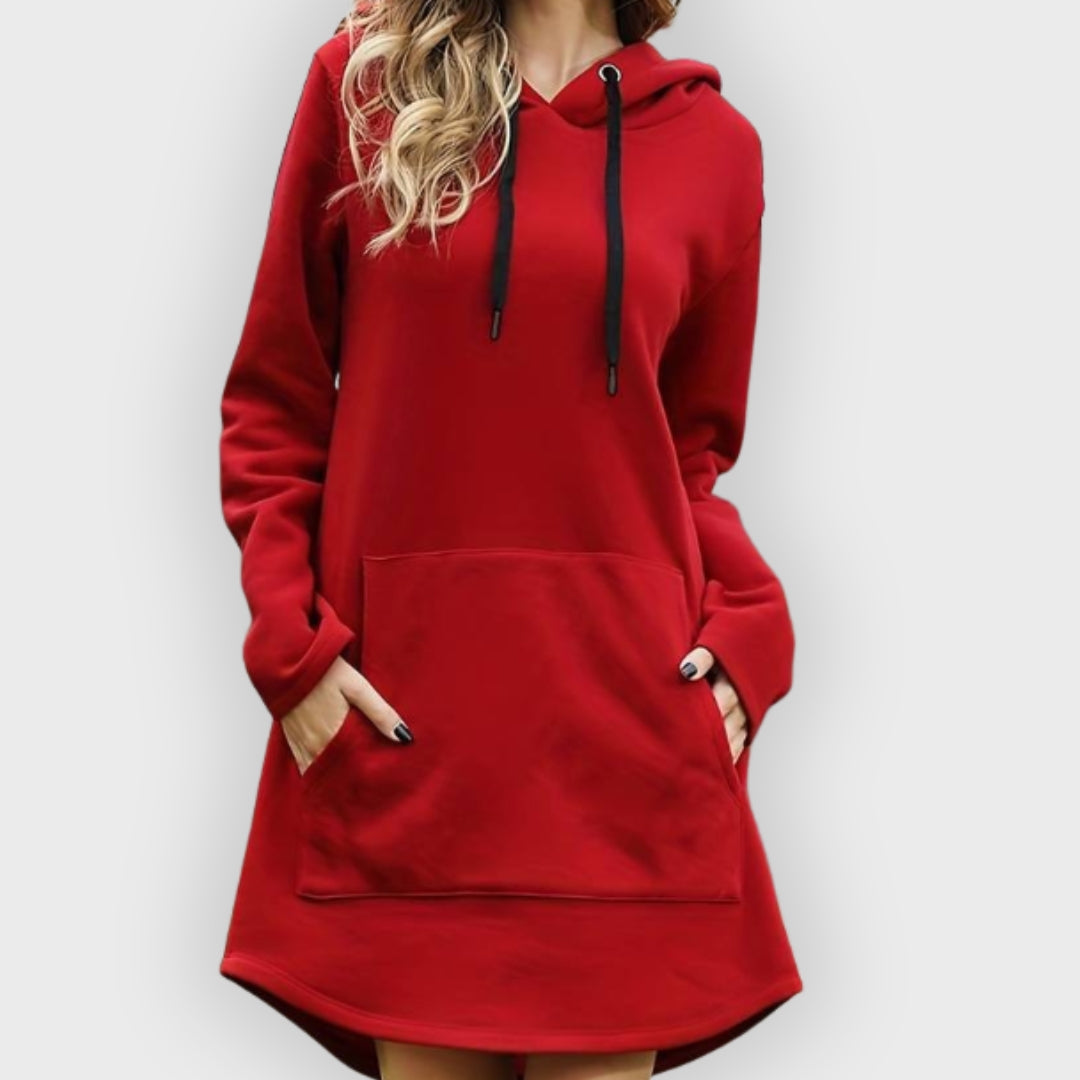 Kapuzenkleid Mit Kängurutasche Schwarz