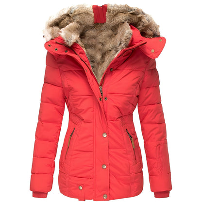 Elegantes Damenjacken | Schlankes Winterjacket mit Pelzkragen