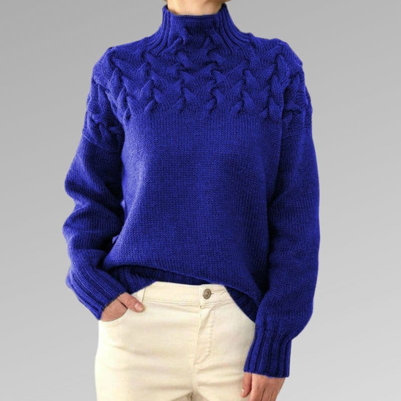 Weicher Strickpullover Wollmischung Hoher Kragen