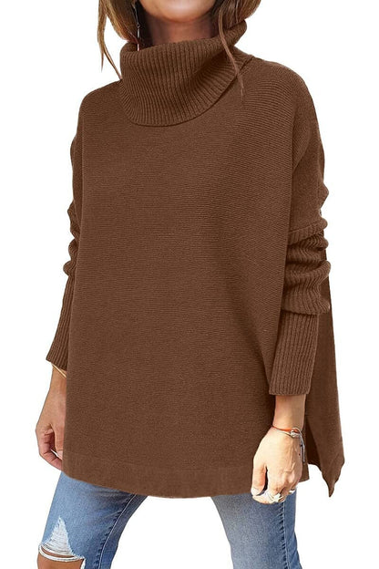 Damen Pullover Bequem Rollkragen Herbst