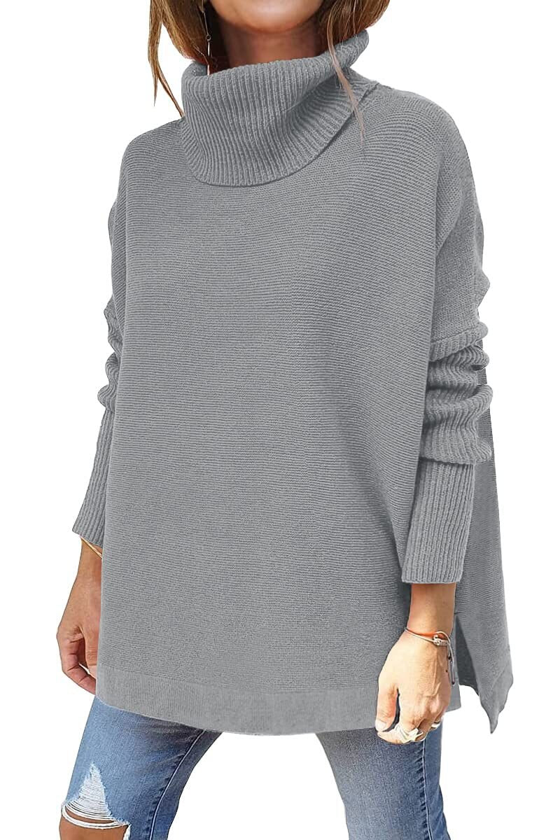 Damen Pullover Bequem Rollkragen Herbst