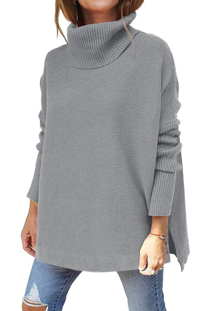 Damen Pullover Bequem Rollkragen Herbst