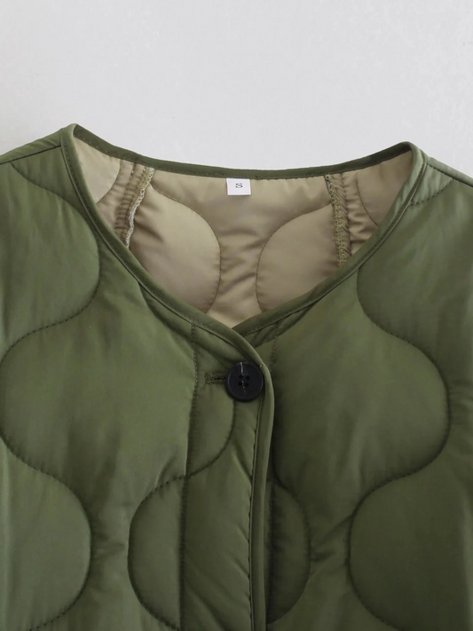 Oversized Steppjacke Olivgrün Winterstil - IdealeKleiden