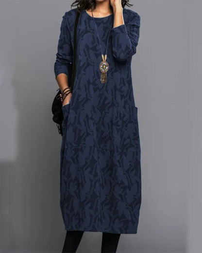 Elegantes Langarm-Kleid mit Taschen
