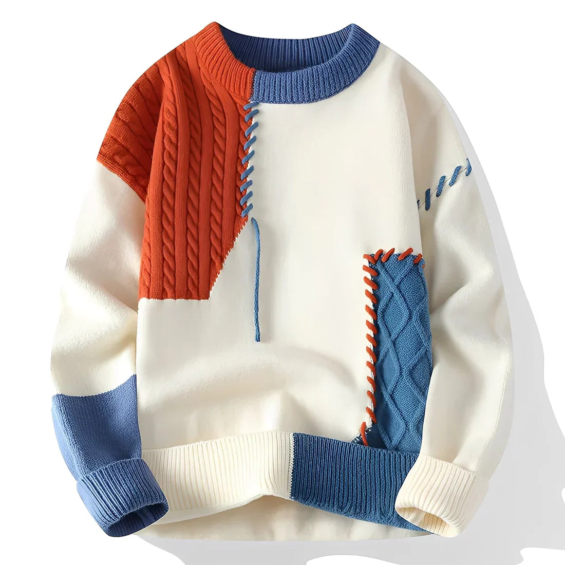 Herren Pullover Patchwork Stylisch Warm