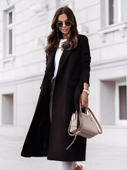 Eleganter Damenmantel mit Taille, Weiches Wollmaterial