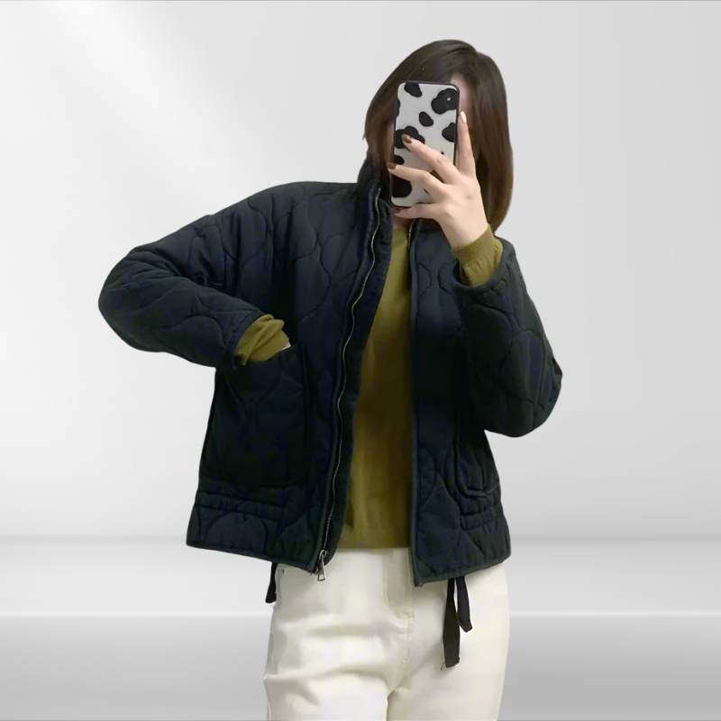 Damen Steppjacke Warm mit Kordelzug &amp; Reißverschluss