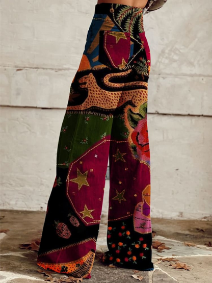 Weite Boho-Hose Damen Vintage Stil - IdealeKleiden