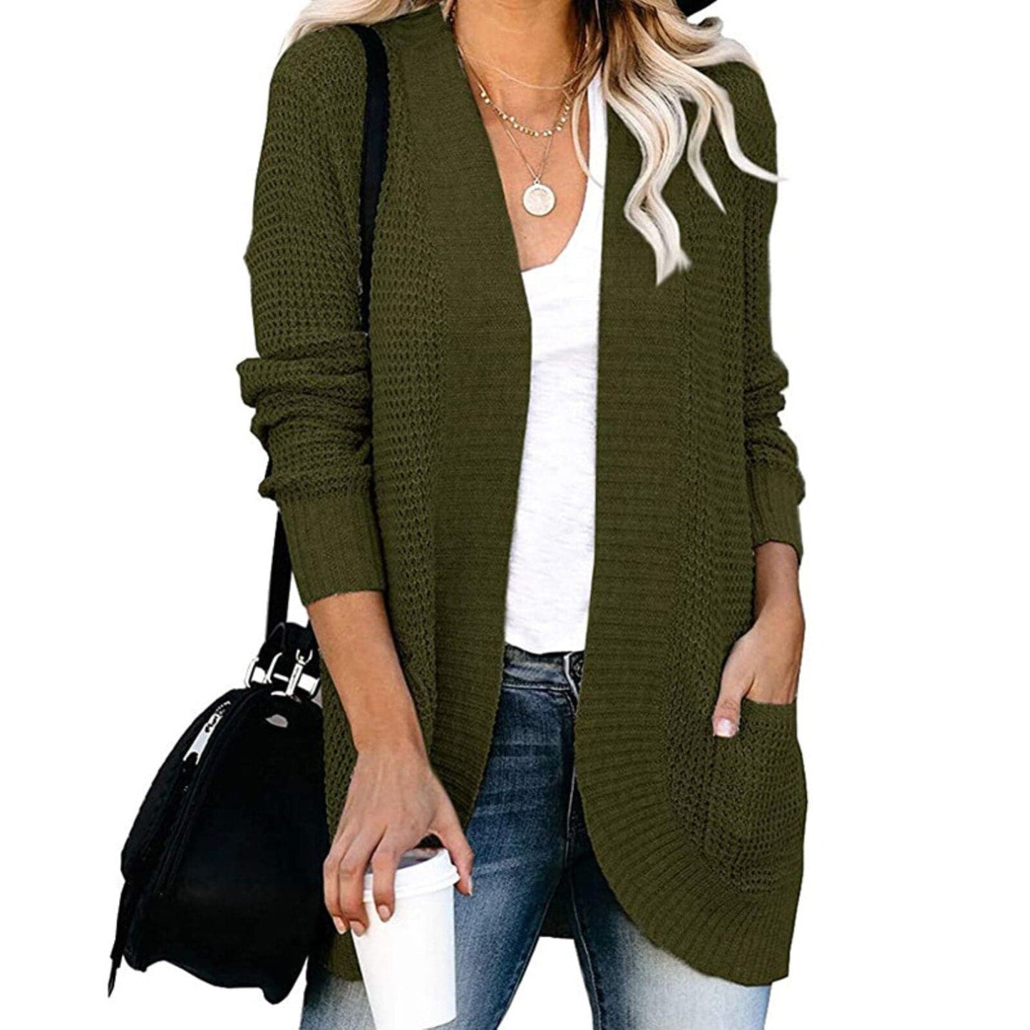 Großer Strickcardigan Bequem Lockere Passform