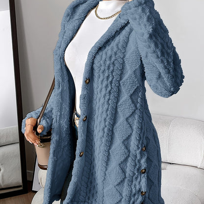 Elegante Damenjacke Lang Mit Kapuze Maritim Stil