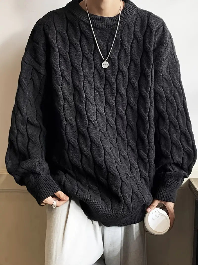 Lässiger Langarm-Pullover Rundhals Casual - IdealeKleiden