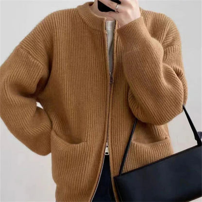 Übergrößer Cardigan für Damen mit Reißverschluss Komfort