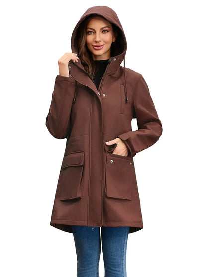 Wasserdichte Damenjacke Softshell Kapuze