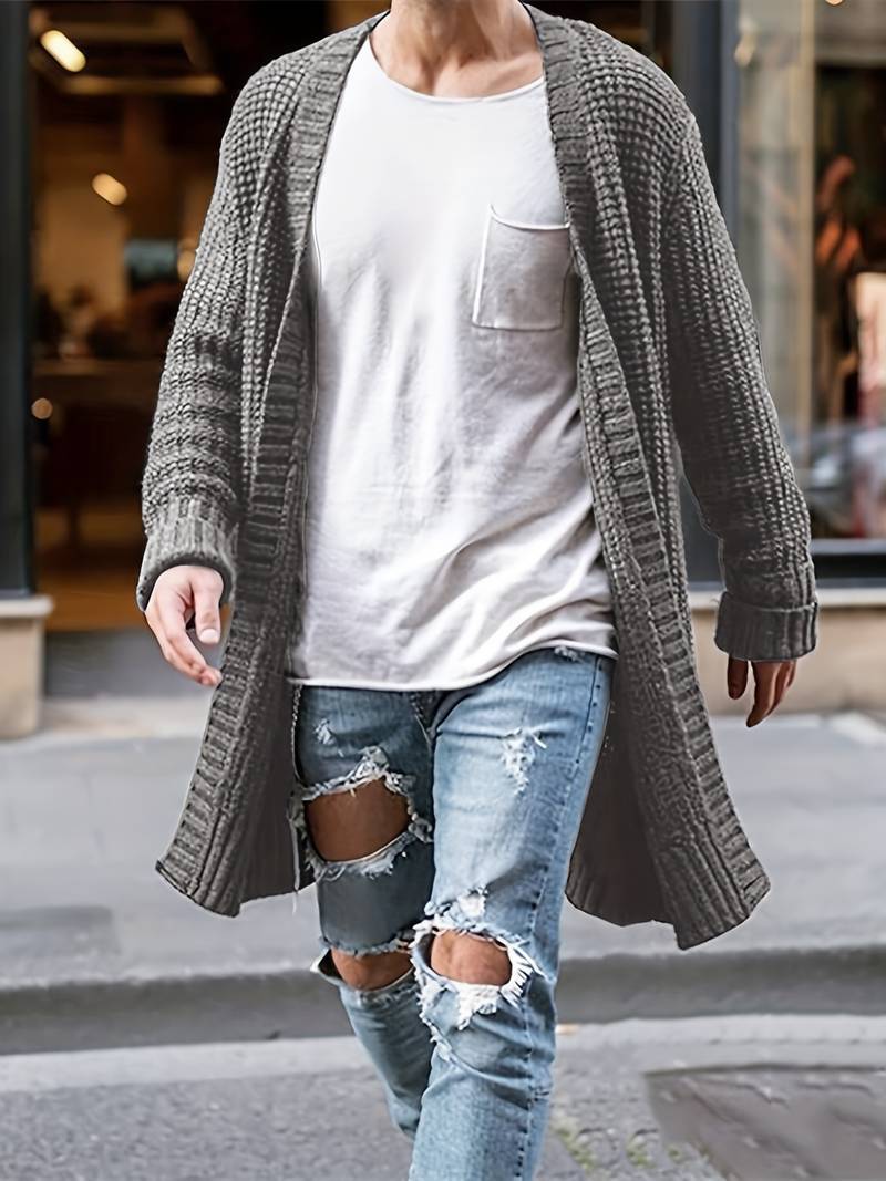 Herren Strickjacke Modern Grau - IdealeKleiden