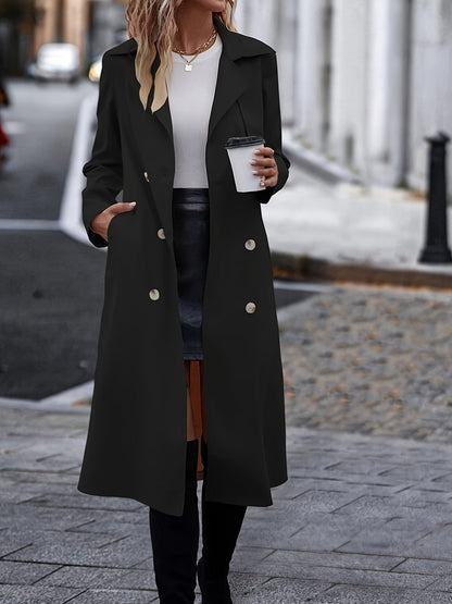 Eleganter Trenchcoat Damen Langarm Mit Gürtel - IdealeKleiden