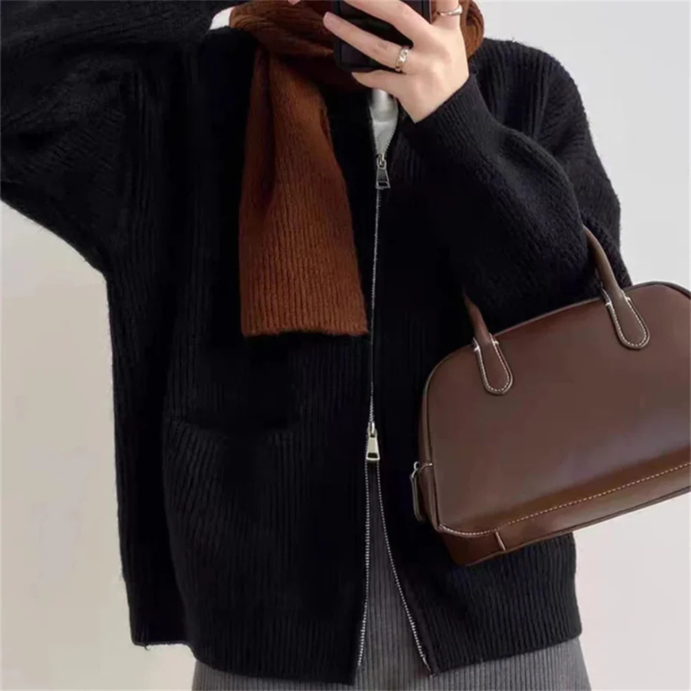 Übergrößer Cardigan für Damen mit Reißverschluss Komfort