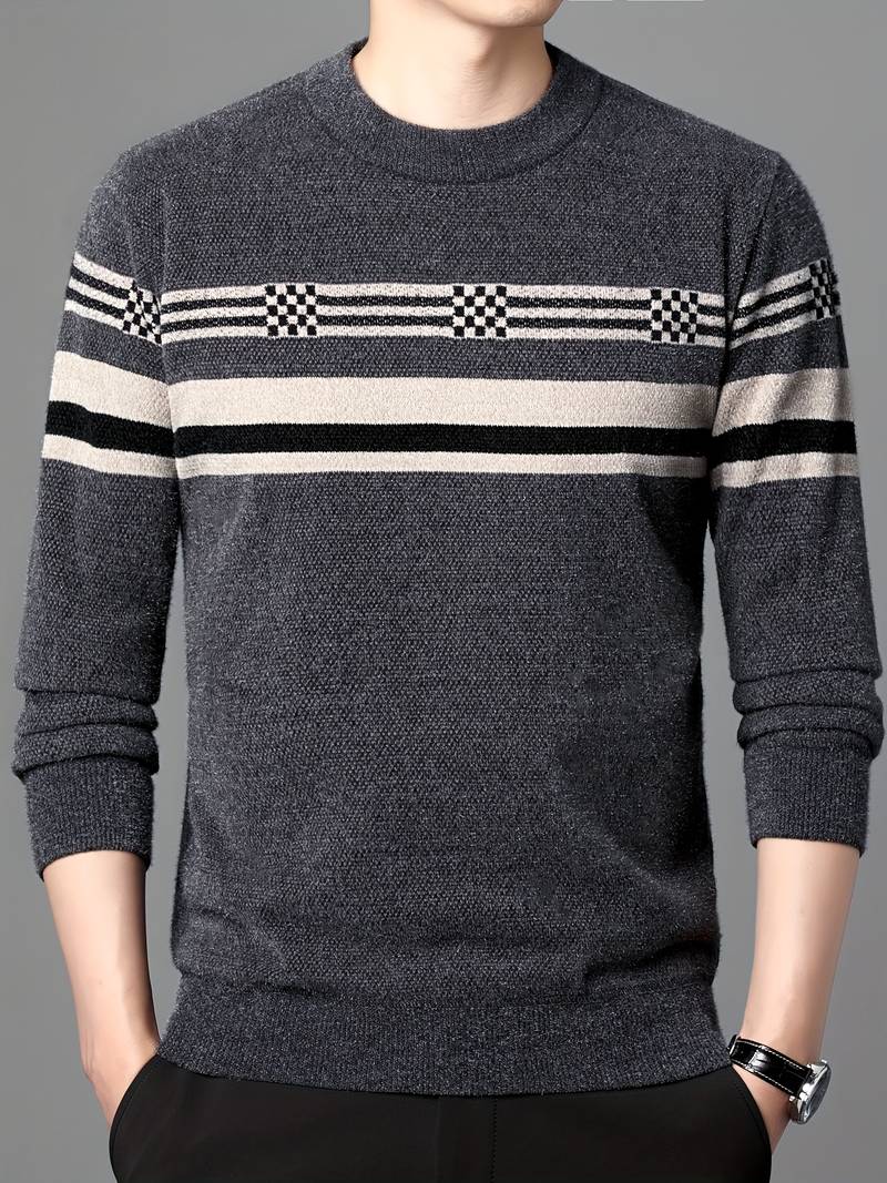 Herren Pullover Langarm Streifen Design