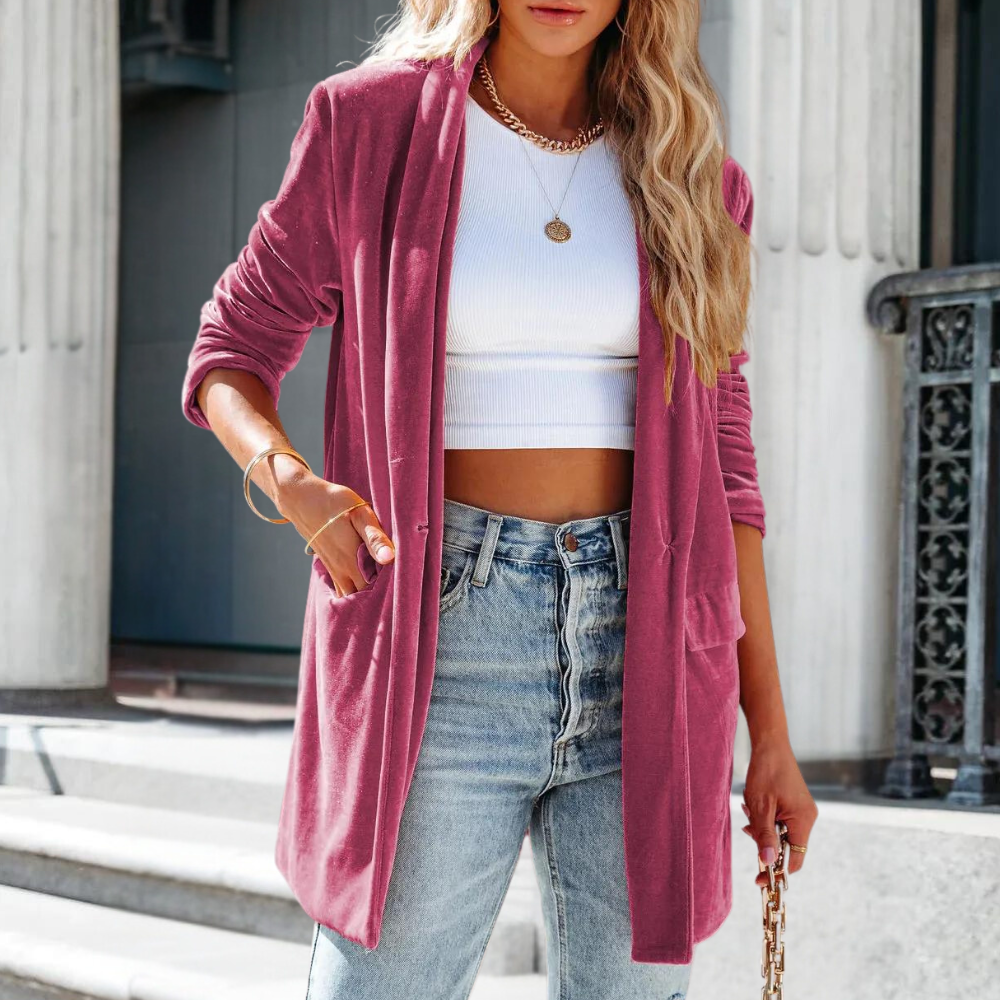 Weiche Damenjacke Samt Herbst Modell