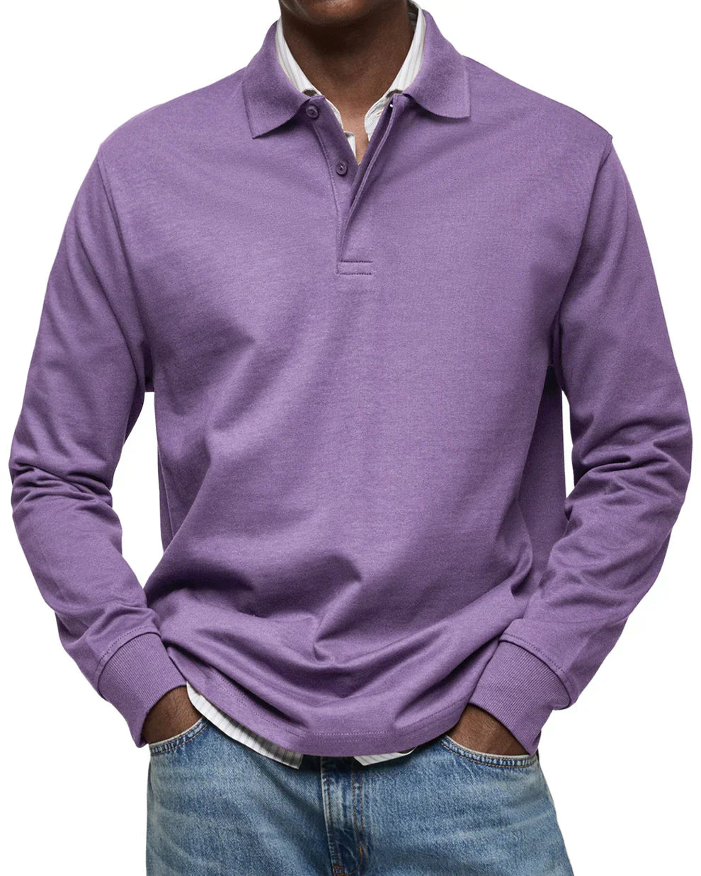 Elegantes Langarm-Poloshirt Herren klassisch
