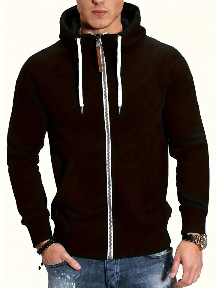 Herren Pullover Langarm Kapuze Reißverschluss - IdealeKleiden