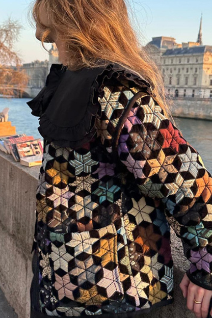 Stylische Baumwolljacke Fünfzackiger Stern Print