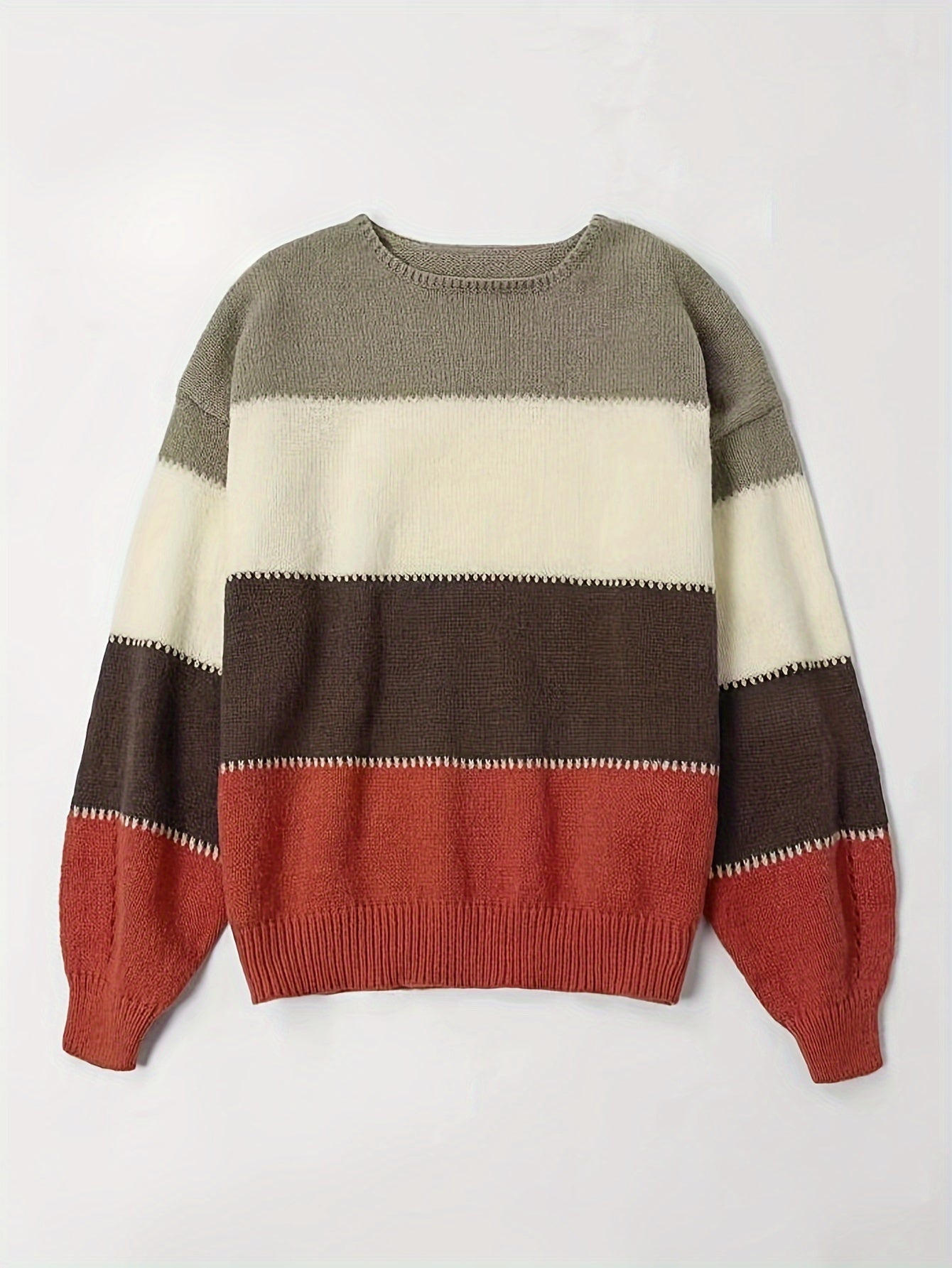 Farbblock Pullover Trendy Damen - IdealeKleiden