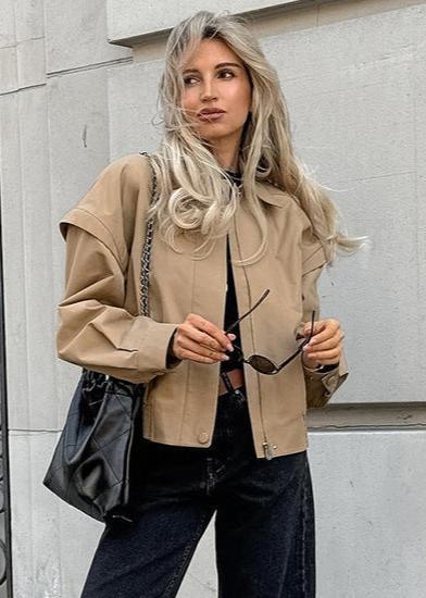 Stilvolle Bomberjacke Französisch Chic Alltag