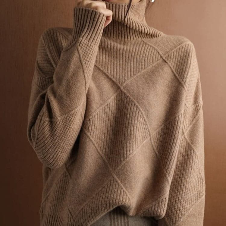 Damenschal Rollkragenpullover Diamantmuster Weich