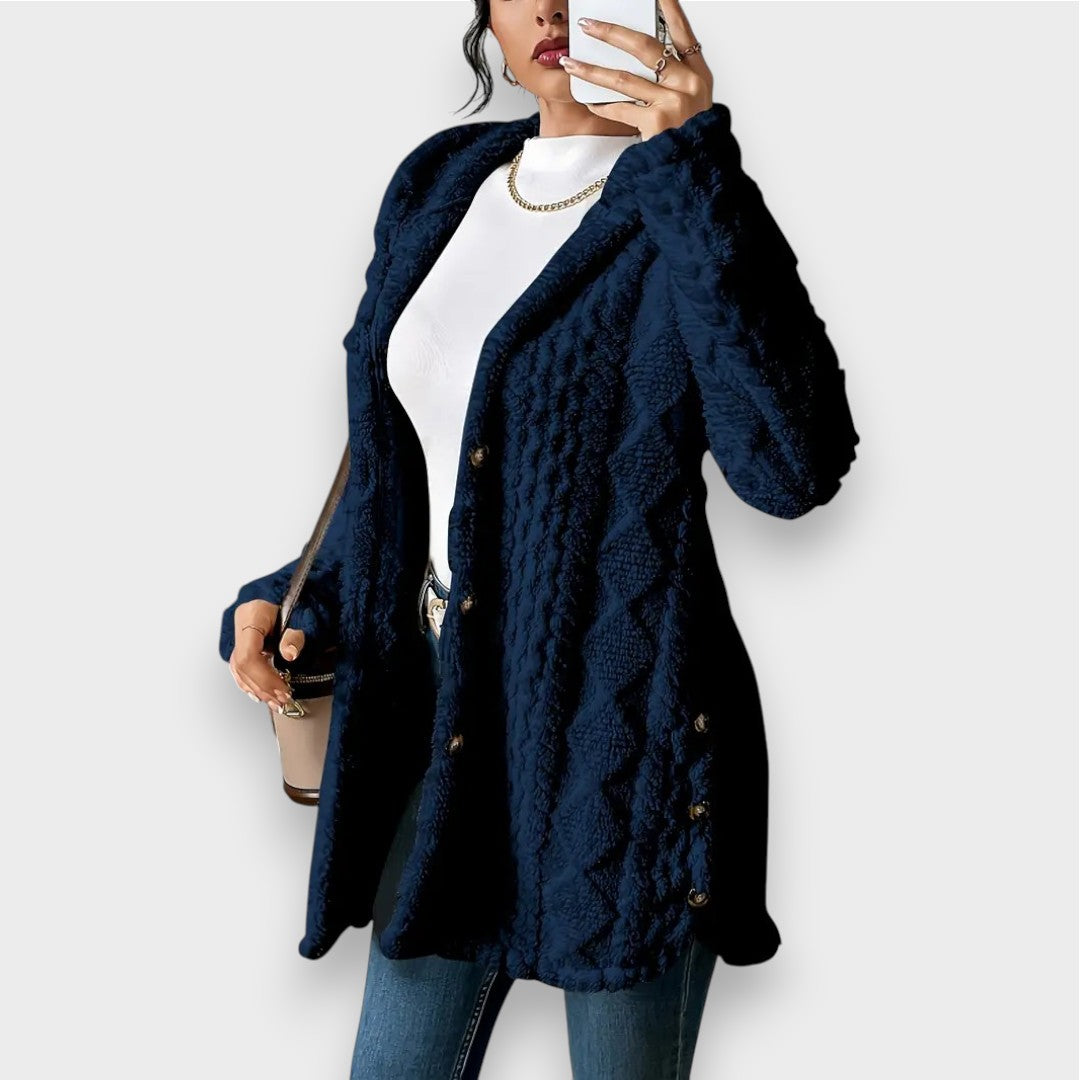 Weicher Plüsch Pullover Kapuzencardigan Damen