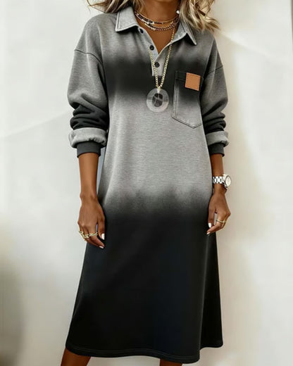 Farbverlauf Kleid Langärmlig Elegant