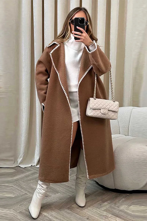 Stylische Winterjacke Kontrastbesatz Große Größen