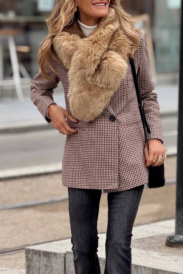 Modische Karo Jacke Trendy Frauen