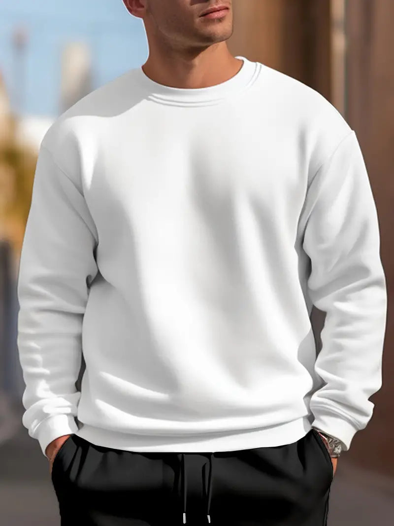 Einfarbiger Rundhals Pullover Männer