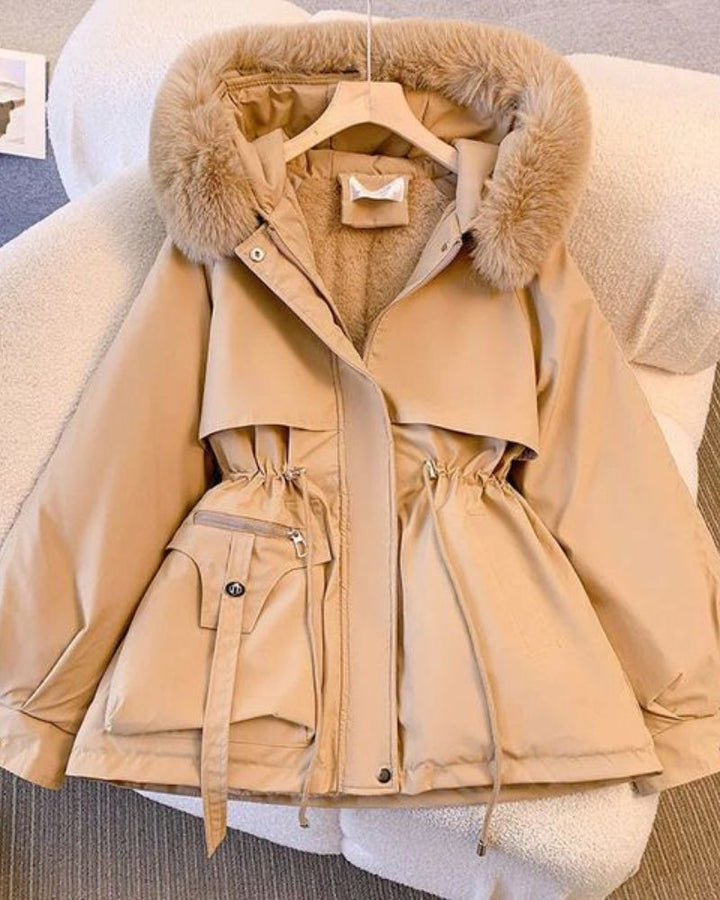 Eleganter Damenmantel Faux-Fur-Kragen Luxus Design