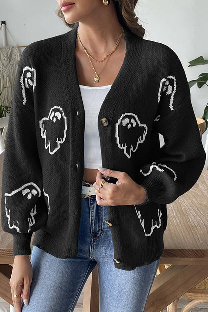 Spukhafte Halloween Pullover mit Knöpfen