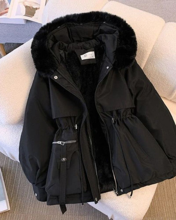Eleganter Damenmantel Faux-Fur-Kragen Luxus Design