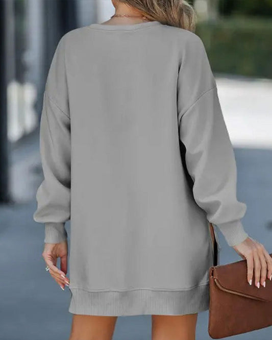 Kuschelkleid Sweatshirt Langärmlig Reißverschluss Trendy - IdealeKleiden
