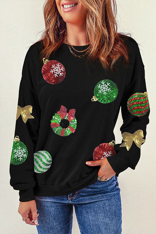 Weihnachtspullover Glitzer Pailletten Design - IdealeKleiden