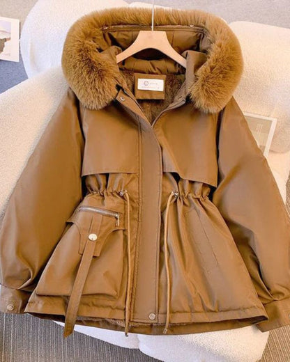 Eleganter Damenmantel Faux-Fur-Kragen Luxus Design
