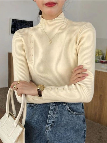 Stilvoller Pullover mit Knöpfen und Stehkragen