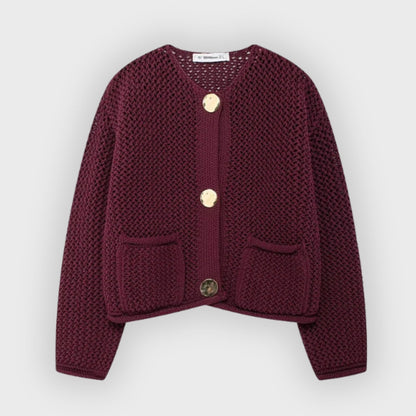 Leichte Strickjacke mit Vordertaschen Mesh Optik