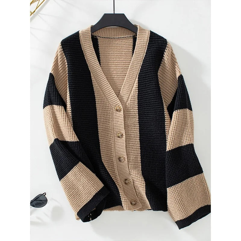 Gestreifter Oversized Cardigan Frauen