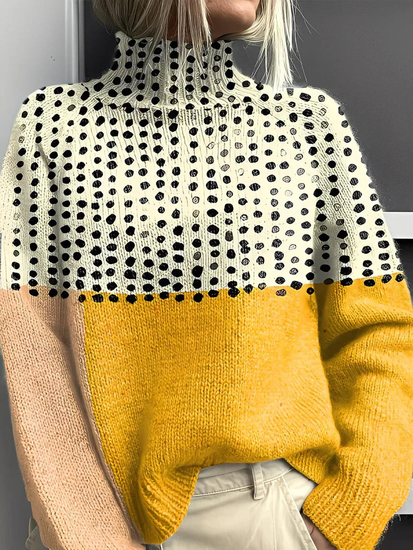 Bunter Rollkragenpullover Damen Trendy
