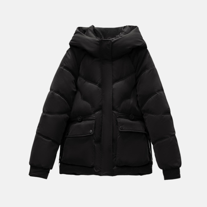 Kapuzen-Pufferjacke Relaxed Fit Damenschnee